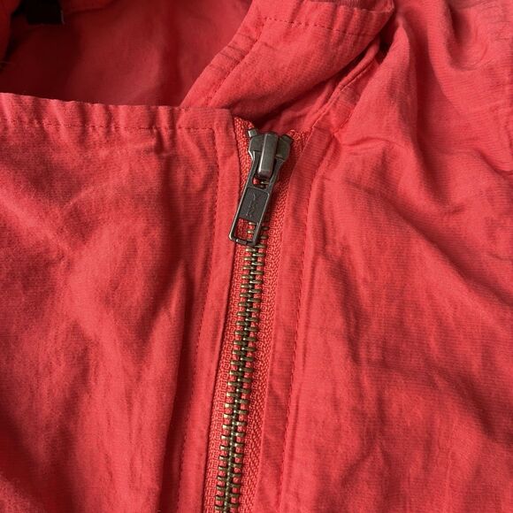 EILEEN FISHER Orange Red Lory Rumpled Cotton Steel Hooded Jacket Small Lagenlook - Picture 5 of 13